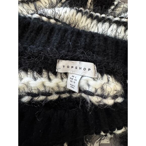 New TOPSHOP NORDSTROM Women's Black Crew Neck Knitted Sweater Size L - Picture 5 of 7